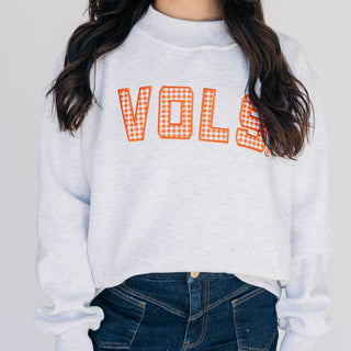Stadium Lights Gingham Mockneck- Vols