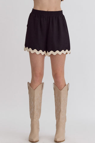 Playful High-Waisted Shorts in Black