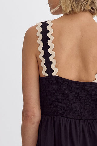 Summer Date Sleeveless Midi Dress in Black