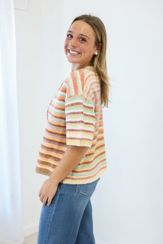 Rainbow Mocha Mix Button Up Cardigan