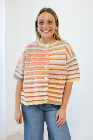 Rainbow Mocha Mix Button Up Cardigan