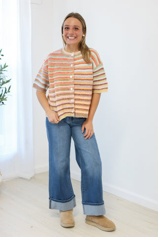 Rainbow Mocha Mix Button Up Cardigan
