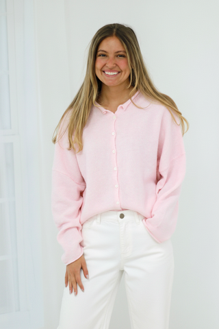 You're On My Mind Button Down in Pink