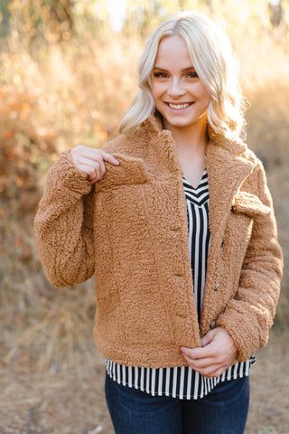 Foxy Sherpa Jacket In Camel