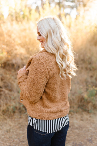 Foxy Sherpa Jacket In Camel