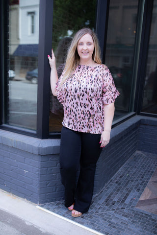 Girls Night Out Metallic Animal Print Top