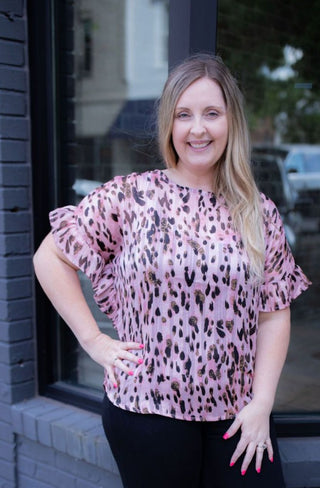 Girls Night Out Metallic Animal Print Top