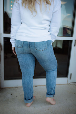 Judy Blue Mid Rise Destroyed Boyfriend Jeans