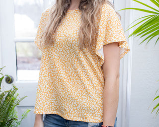 Spring in Cheetah Flutter Top