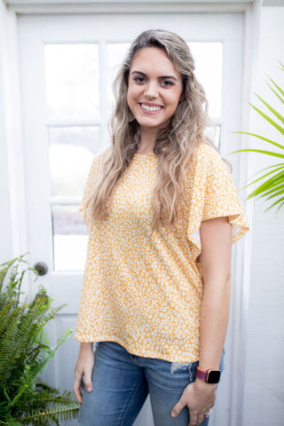 Spring in Cheetah Flutter Top