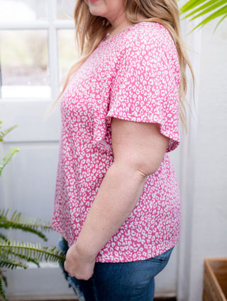 Spring in Cheetah Flutter Top