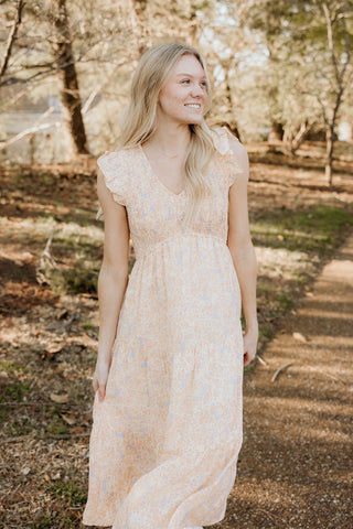Spring Dreams Floral Dress in Cream
