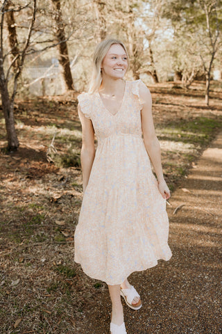 Spring Dreams Floral Dress in Cream