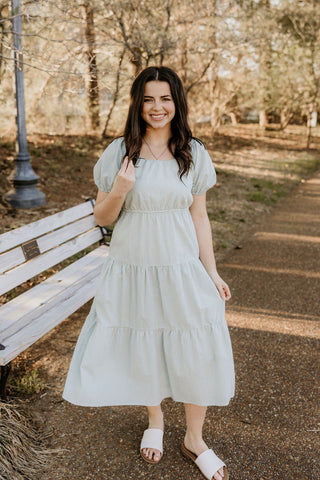 Bright Skies Checkered Midi Dress