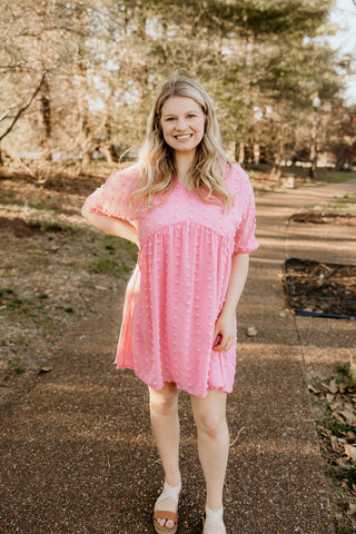 My Forever Pick Swiss Dot Dress in Dark Pink