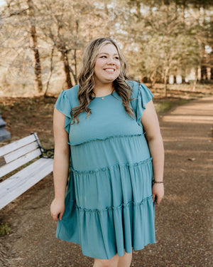 Anything But Basic Dusty Teal Dress