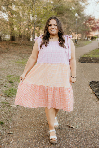 Follow the Sun Gingham Midi Dress