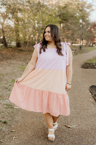 Follow the Sun Gingham Midi Dress