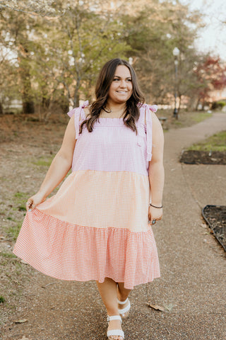 Follow the Sun Gingham Midi Dress