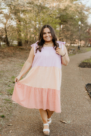 Follow the Sun Gingham Midi Dress