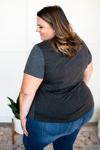 Chase Is The Race Eyelet Top In Charcoal