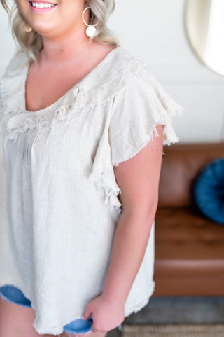 It's A Love Story Top In Soft Sand