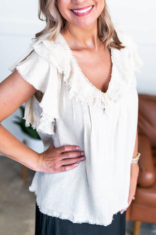 It's A Love Story Top In Soft Sand