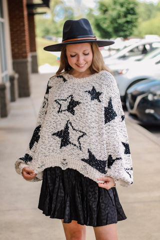 Shooting Star Distressed Sweater