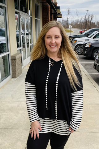 Call Me Casual Striped Hoodie