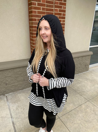 Call Me Casual Striped Hoodie