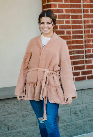 Fall is in the Air Kimono in Cinnamon