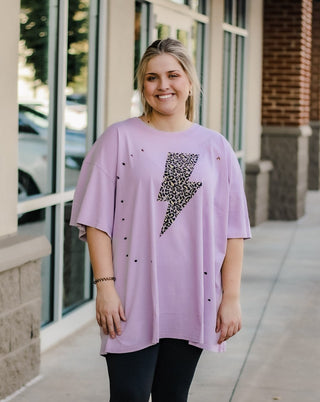 A Storm's Brewing Distressed Tee in Lilac