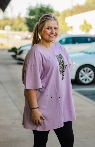 A Storm's Brewing Distressed Tee in Lilac