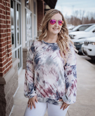 No Blues Here Waffle Knit Top