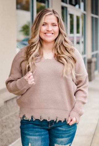 Ripped Apart Sweater in Mocha