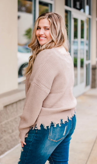 Ripped Apart Sweater in Mocha