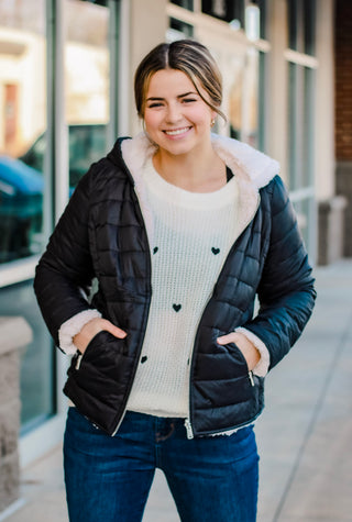 Reversible Puffer Jacket in Black