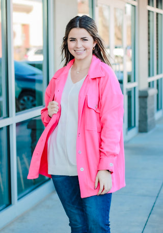 Brighten My World Shacket in Pink