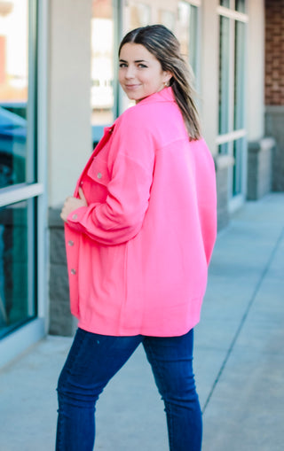 Brighten My World Shacket in Pink