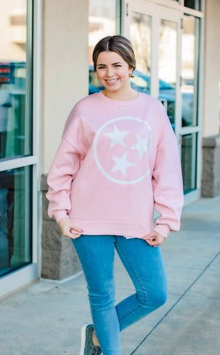 Tennessee Tri Star Sweatshirts in Light Pink