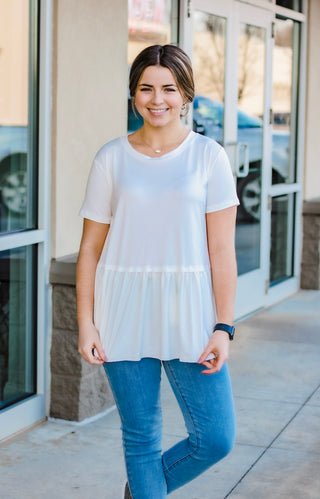 Pep in My Step Peplum in Off White
