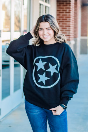Tennessee Tri Star Sweatshirts in Black