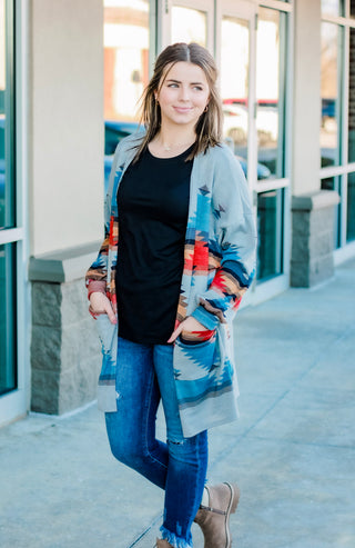 Western Beauty Cardigan in Grey