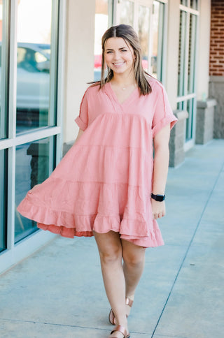 Go Back Home Dress in Salmon