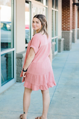 Go Back Home Dress in Salmon