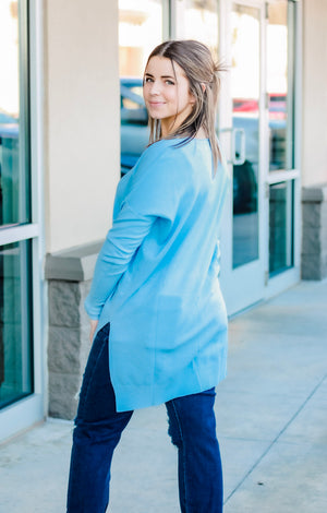 Piece of My Heart Sweater in Spring Blue