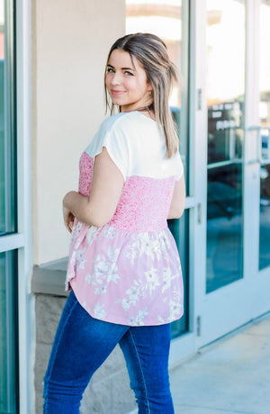 Pretty in Pink Floral Tier Top