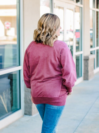 Nice To Meet You Pullover in Burgundy