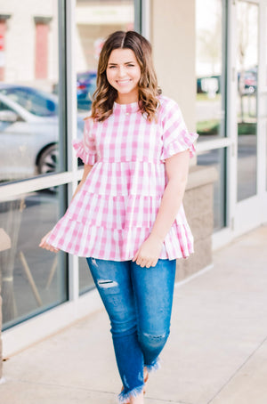 Squared You Go Gingham Blouse