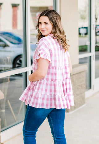 Squared You Go Gingham Blouse